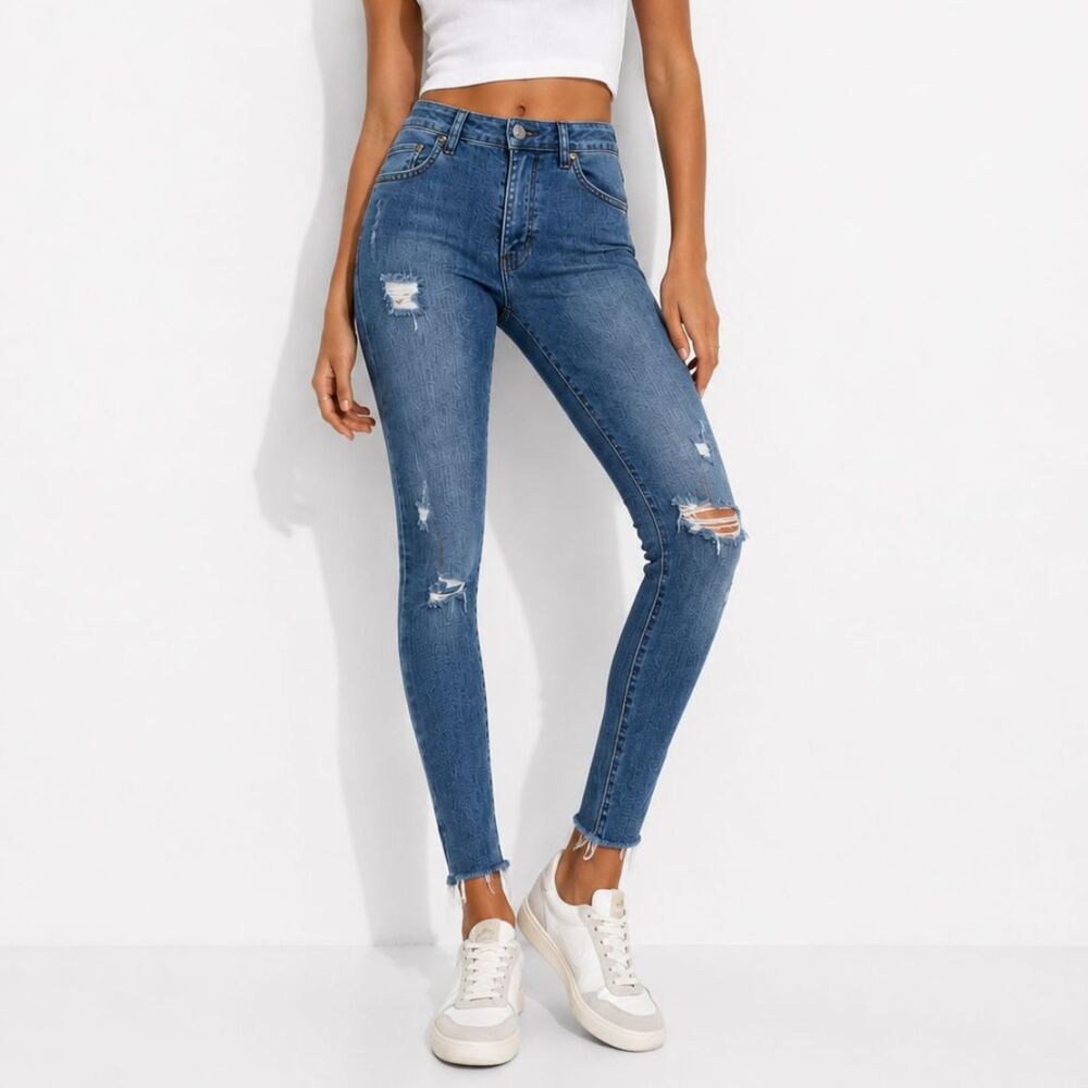 Ksubi Hi & Wasted Skinny Jeans Women's Size 25 Bestie Blue Distressed Raw Hem